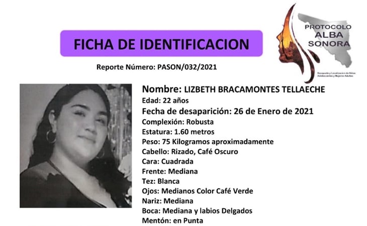 Activan Protocolo Alba en Sonora por desaparición de joven Lizbeth