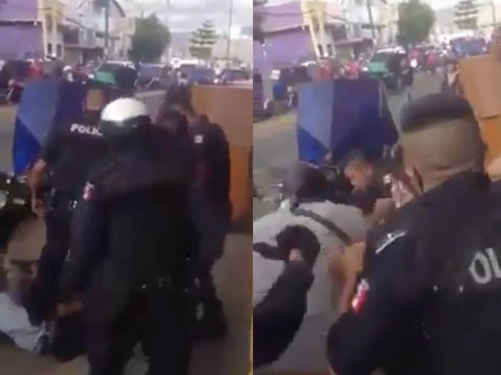 Captan enfrentamiento entre policías y mototaxistas tras accidente