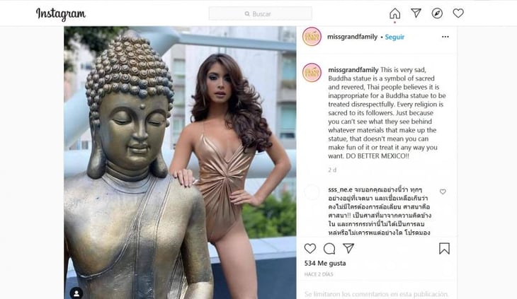 Ángela Yuriar: La critican por posar a lado de estatua de Buda