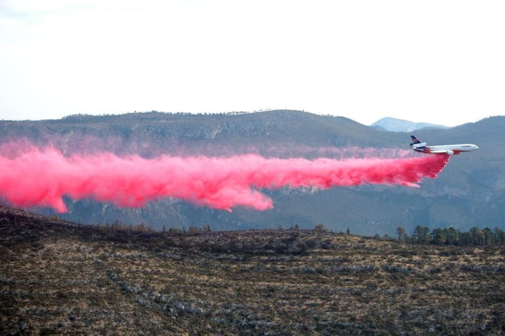 Avanza combate de aeronave al fuego en Sierra de Arteaga