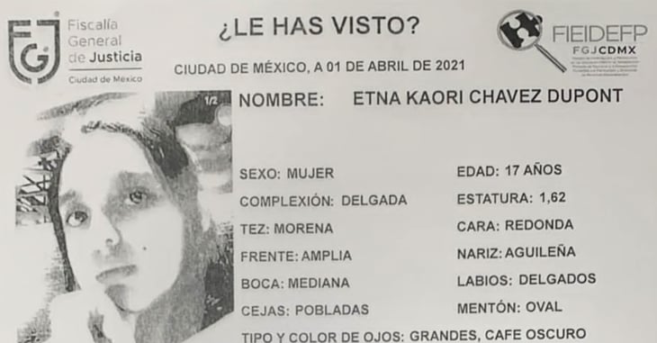 Buscan a Etna Kaori de 17 años; desapareció ayer en Cuajimalpa