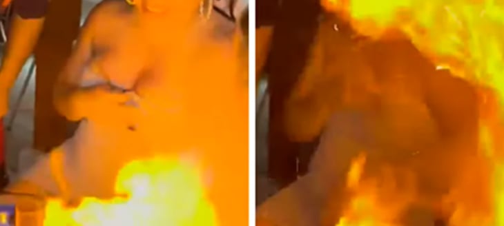 VIDEO: Mesero de Cancún quema a turista cuando flameaba un trago de cumpleaños
