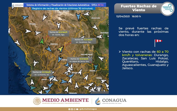 Pronostican fuertes rachas de viento de hasta 70 km/h para Querétaro