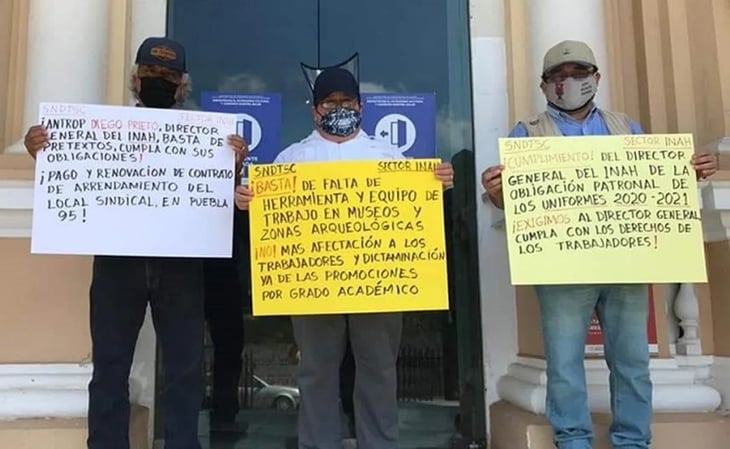 Protestan trabajadores del INAH en Yucatán; piden apoyos para laborar