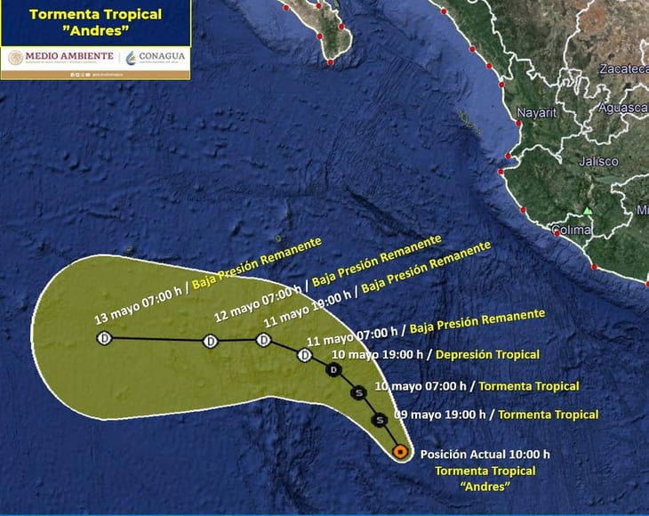 Se genera tormenta tropical 'Andrés' en costas de Michoacán