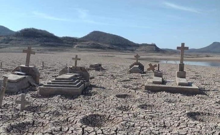 Por sequía emerge cementerio en presa Bacurato
