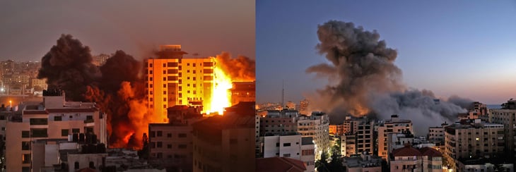 VIDEO: Se desploma edificio de 12 plantas en Gaza tras bombardeo israelí