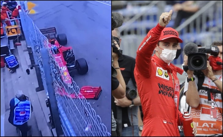 Charles Leclerc choca su Ferrari pero se queda con la Pole en Mónaco