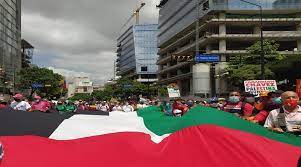 Chavistas realizan una caminata en Caracas en solidaridad con Palestina