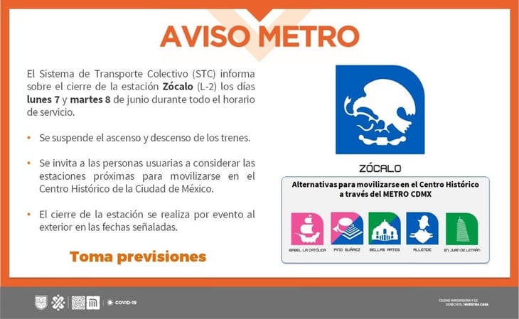 Cierran lunes y martes Metro Zócalo por reunión de AMLO-Kamala Harris
