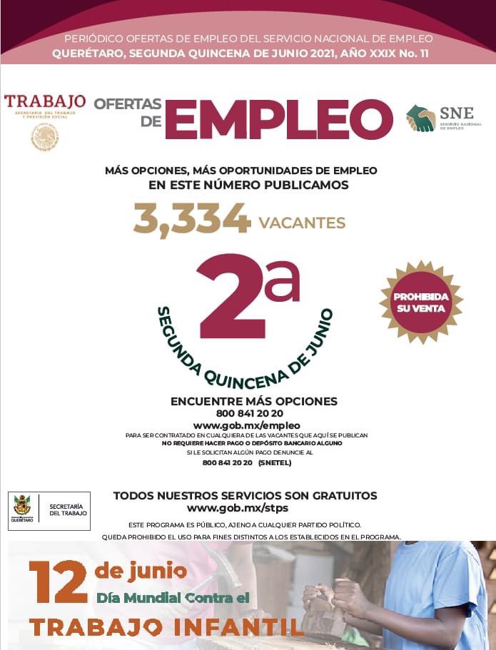 Empleos en Querétaro, publican más de 3 mil 300 vacantes