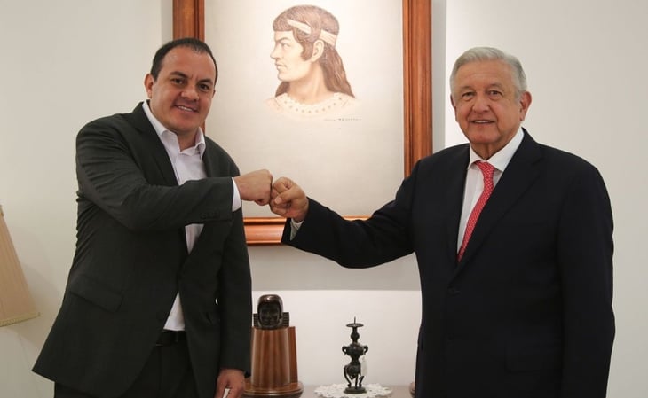Recibe AMLO al gobernador de Morelos en Palacio Nacional
