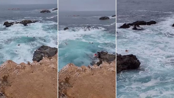 Momentos de terror en Ensenada: una ola arrastró a turistas que ingresaron a zona restringida