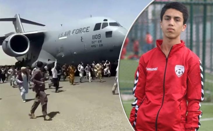 Un futbolista de la selección afgana murió al caer de uno de los aviones