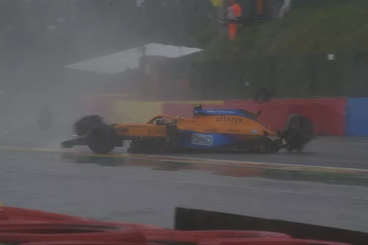 VIDEO: Un fuerte accidente de Lando Norris detiene la clasificación en Spa