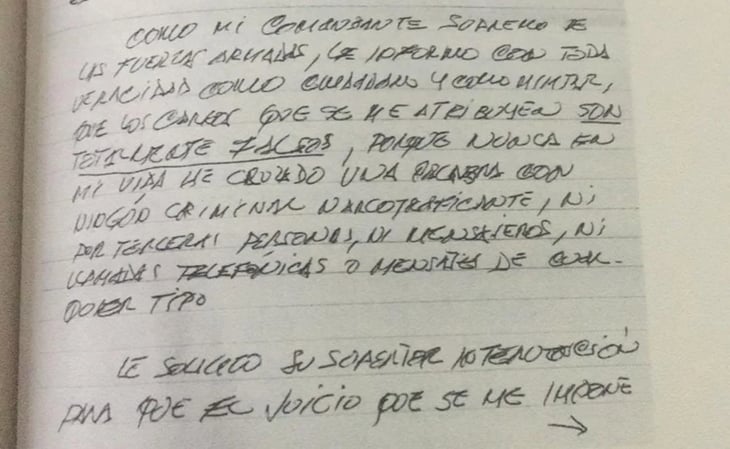 'Mi detención fue humillante'; AMLO revela carta que Salvador Cienfuegos le mandó de puño y letra
