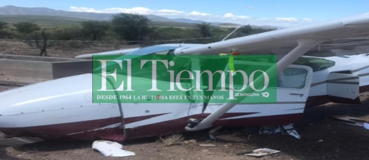 Avioneta realiza aterrizaje forzoso en Castaños; los 4 tripulantes resultaron ilesos
