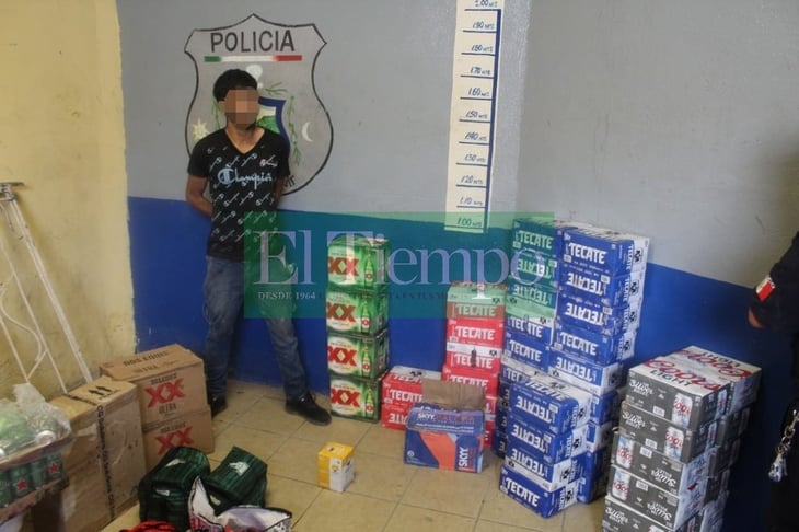 Ladrón es detenido en Monclova con más de 30 paquetes de 12 de cerveza y 10 cartones 