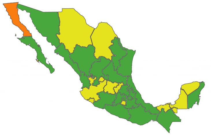 Secretaría de Salud actualiza semáforo de riesgo ante COVID-19; Coahuila se queda en amarillo