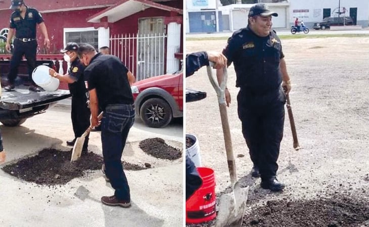 Los policías municipales 'bachean' calles en Yucatán por falta de presupuesto