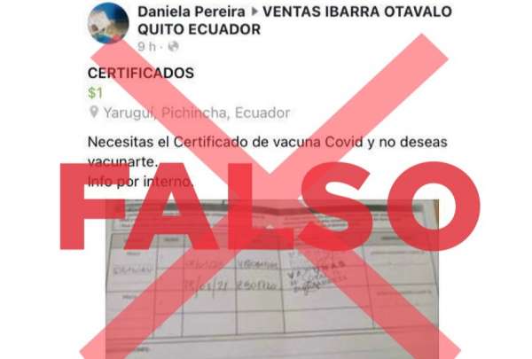 Salud alerta por 'falso' certificado de vacunación