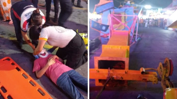Se descarrila juego mecánico 'remolino' y deja a 5 personas lesionadas en la feria de Buenavista