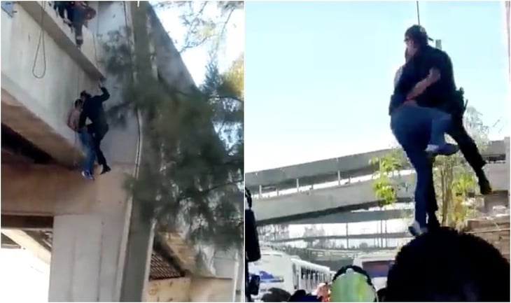 VIDEO: Policía evita suicidio en Pantitlán pero termina hospitalizado