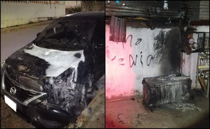 Grupos delincuenciales queman vehículos y una bodega en Acayucan
