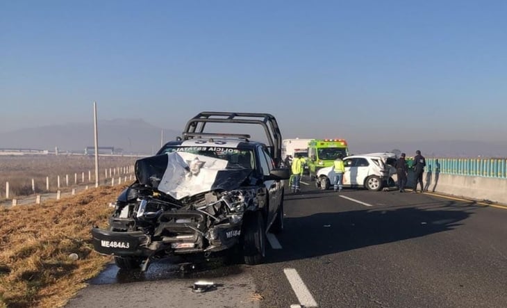 Accidente deja 6 policías heridos en la carretera Toluca-Naucalpan 