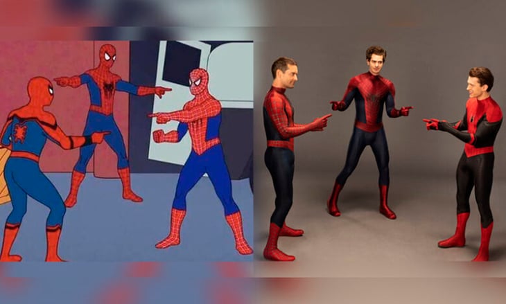Tom Holland, Tobey Maguire y Andrew Garfield recrean meme de Spider-Man