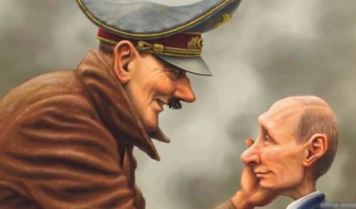 Ucrania compara a Vladimir Putin con Hitler en caricatura
