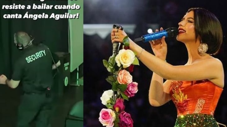 VIDEO: Guardia de seguridad ¡se pone a BAILAR! al escuchar cantar a Ángela Aguilar