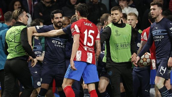 Pelea entre jugadores del Atlético de Madrid y Manchester City provoca intervención de la policía