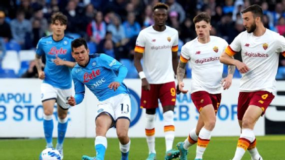Napoli empata ante AS Roma; 'Chucky' Lozano tuvo buena actuación