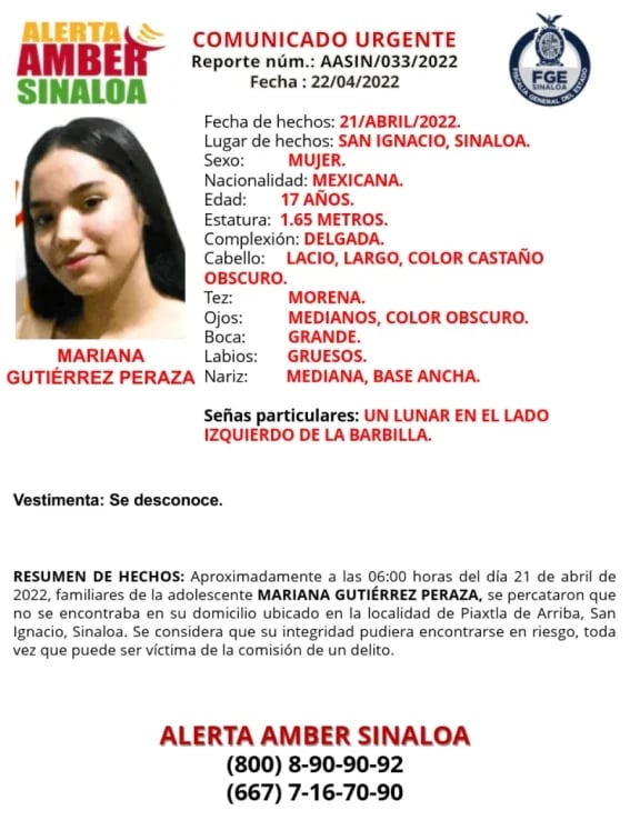 Van 37 denuncias por desaparición de mujeres en Sinaloa