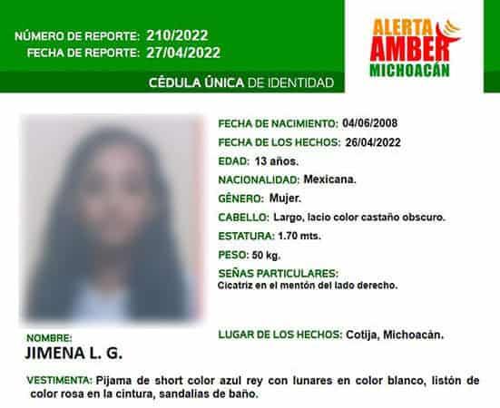 Aparece la niña de 13 de años desaparecida en Michoacán