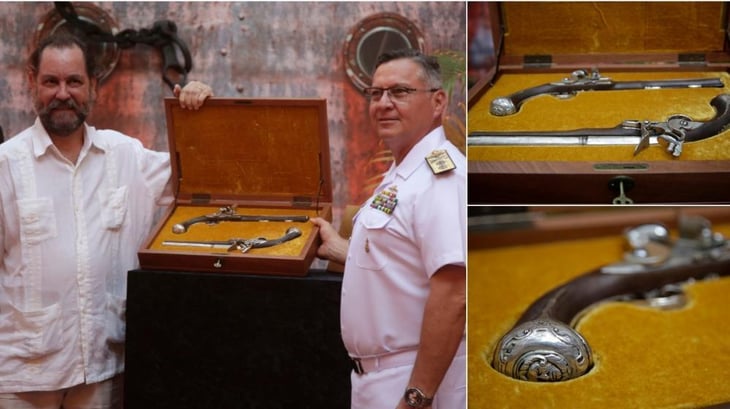 Cartagena de Indias recibe réplica de pistolas de su defensor Blas de Lezo