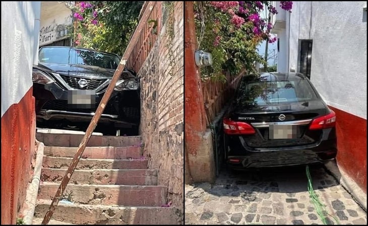 Por culpa del GPS, vehículo se queda atorado en calle de Taxco