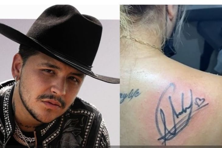 Fan de Christian Nodal se tatúa la firma del cantante