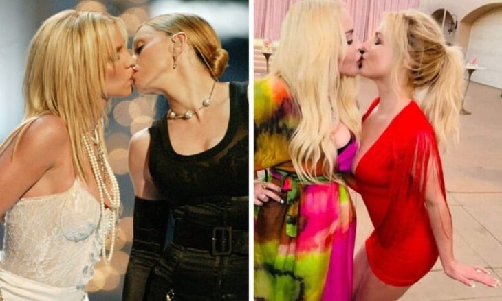 En su boda, Britney Spears se besa con Madonna