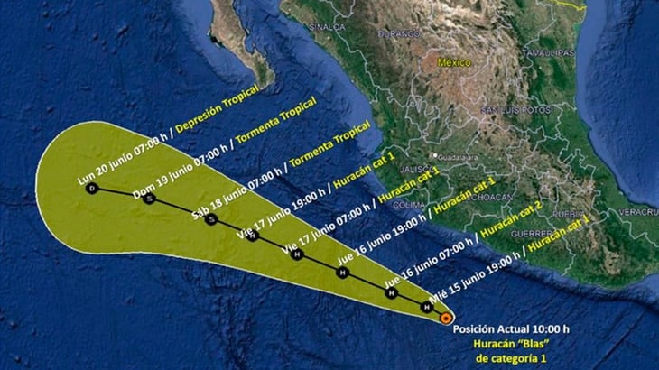 CONAGUA: 'Blas' se intensifica a huracán categoría 1