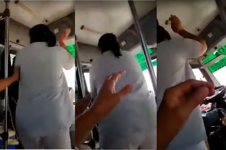 Video:  exhiben a mujer golpeando a chofer de microbús