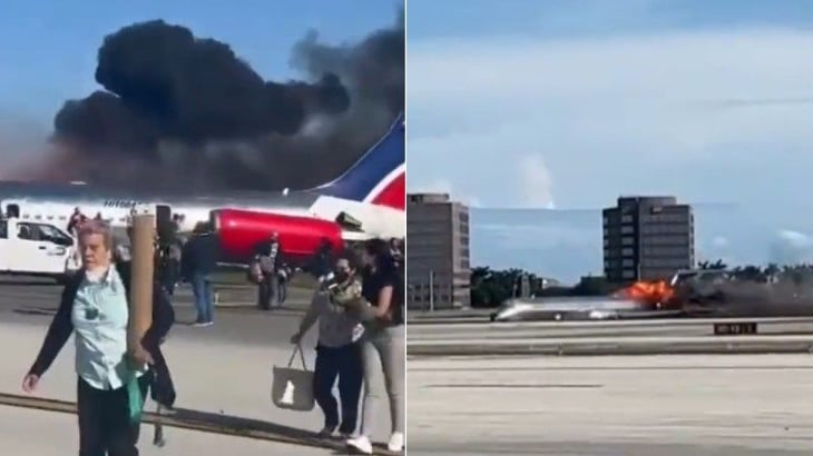VIDEO: Avión de República Dominicana se incendia tras aterrizar en el Aeropuerto de Miami