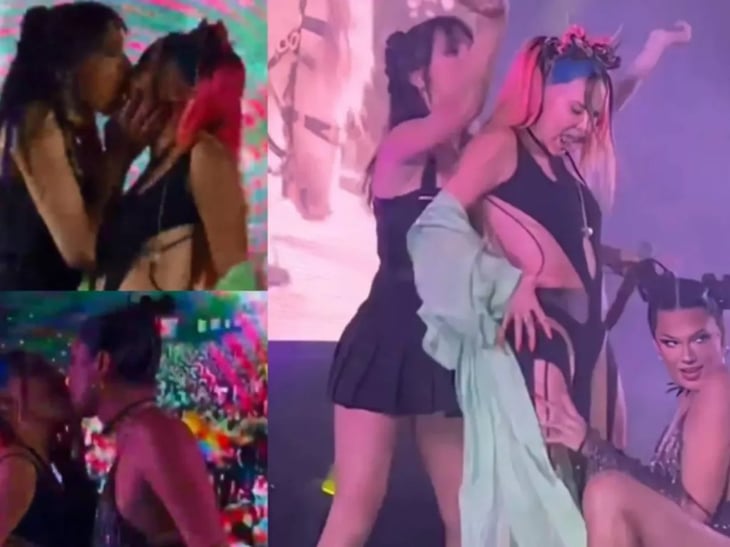 ¡Beso de 3! Belinda celebra en Madrid besándose con Valentina y Lola Rodríguez