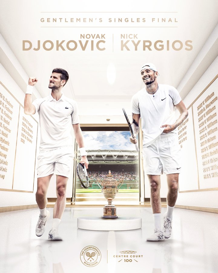 Lista la Final de Wimbledon: Novak Djokovic-Kyrgios