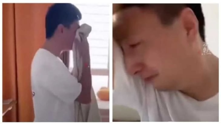 Padre chino llora por su hijo que reprobó tras estudiar con él