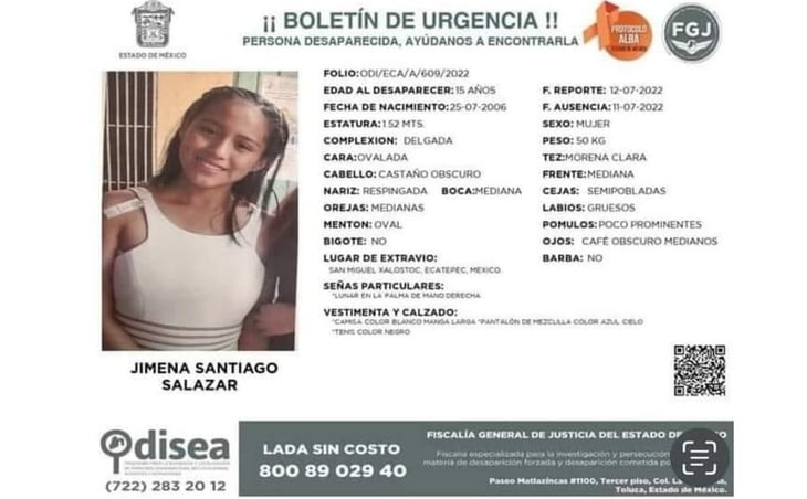 Localizan en Chimalhuacán a Jimena, joven reportada como desaparecida