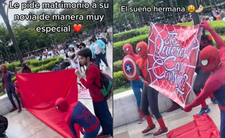 Viral: Proponen matrimonio disfrazado de Spider-Man
