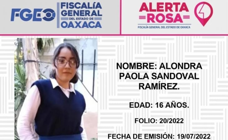 Lanzan Alerta Rosa en Oaxaca por desaparición de adolescente