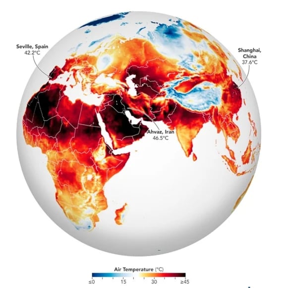 NASA publica mapa de los países más calientes; rompen récord